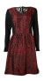 Фото #2 товара Kensie Women's Long Sleeve Chiffon Lace inset Black Red XL
