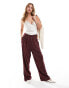 ASOS DESIGN basic pull on trouser in burgundy stripe