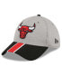 Фото #1 товара Men's Gray, Black Chicago Bulls Striped 39THIRTY Flex Hat