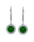 ფოტო #2 პროდუქტის 3Ct Cubic Zirconia Round Solitaire CZ Halo Dangle Drop Lever back Earrings For Women .925 Sterling Silver