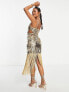 Фото #2 товара Collective the Label Petite exclusive cut-out sequin fringe dress in gold