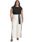 ფოტო #4 პროდუქტის Plus Size Tie-Waist Wide-Leg Scuba Crepe Jumpsuit