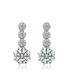 Sterling Silver with Rhodium Plated Clear Round Cubic Zirconia Tier Drop Earrings