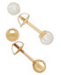 ფოტო #2 პროდუქტის Children's 2-Pc Set Cultured Freshwater Pearl (3-3/4mm) and Gold Ball Earring Set in 14k Gold