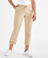 Фото #1 товара Petite Floral-Embroidered Twill-Tape Pants, Created for Macy's