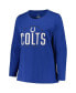 ფოტო #2 პროდუქტის Women's Royal Indianapolis Colts Plus Size Foiled Play Long Sleeve T-shirt
