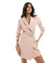 Фото #3 товара Miss Selfridge blazer dress with ruched detail in dusty pink