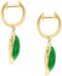 ფოტო #4 პროდუქტის EFFY® Dyed Jade & Diamond (1/5 ct. t.w.) Dangle Hoop Earrings in 14k Gold
