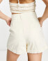 In The Style x Gemma Atkinson high waist tailored shorts in ecru 38 - фото #4