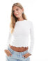 Фото #1 товара Brave Soul long sleeve lettuce hem top in white