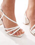 Фото #4 товара Be Mine Bridal Adilette asymmetric strap block heel sandals in ivory