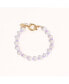 ფოტო #3 პროდუქტის 18K Gold Plated Freshwater Pearls with Purple Glass Beads - Taro Bracelet 9" For Women