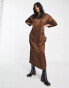 Topshop chuck on editor satin maxi dress in chocolate