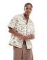 ONLY & SONS revere collar twill shirt with tiger camo print in beige