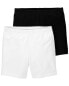 Kid 2-Pack Black/White Bike Shorts 4