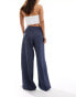 Bershka high waisted wide leg tailored trousers in blue stripe