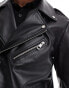 ASOS DESIGN Premium real leather biker jacket in black