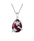 Romantic Elegant Pave Wrapped Butterfly Accent Ruby Red Big 10 CTW Faceted Teardrop Necklace Pendant Sterling Silver 16,18 Inches Chain