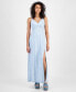 Фото #1 товара Women's Cruz Floral-Print Slit-Front V-Neck Denim Maxi Dress