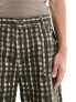 Basic Pleasure Mode check print baggy skater shorts in grey