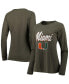 ფოტო #2 პროდუქტის Women's Green Miami Hurricanes Payton Elbow Patch Slub Raglan Long Sleeve T-shirt