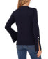 Фото #2 товара Women's Imitation Pearl Trim Split Sleeve Mock Neck Sweater