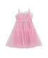 ფოტო #2 პროდუქტის Big Girls Sleeveless Mesh Dress with Iridescent Elastic Trim and Metal Logo Placket