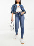 Monki Oki high waisted skinny jeans in indigo blue