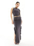 Фото #1 товара Fashionkilla ruffle detail maxi skirt co-ord in charcoal