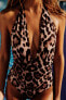 ANIMAL PRINT HALTER SWIMSUIT