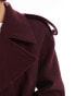 ASOS DESIGN cropped formal trench coat in burgundy