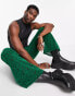 Фото #2 товара ASOS DESIGN joggers in green velour burnout