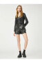 Лонгслив Koton Faux Leather Zip Up Neck