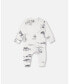 Baby Boy Organic Cotton Printed Top And Evolutive Pant Set White With Printed Jungle - Infant