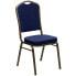 Фото #4 товара Hercules Series Crown Back Stacking Banquet Chair In Navy Blue Dot Patterned Fabric - Gold Vein Frame