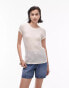 Topshop premium rib sheer longline tee in off white Белый, XS - EU 32-34 - фото #1