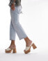 Topshop Isabelle platform cork heel mule in off white