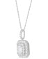ფოტო #3 პროდუქტის Lab Grown Diamond Emerald-Cut & Round Halo 18" Pendant Necklace (1-1/4 ct. t.w.) in 14k White Gold