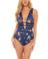 Фото #4 товара Women's Naeva Printed Romper with Wide Scallop Lace Details