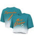 Фото #2 товара Women's Threads Tua Tagovailoa Aqua, White Miami Dolphins Drip-Dye Player Name and Number Tri-Blend Crop T-shirt