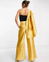 ASOS DESIGN occasion satin wide leg suit trouser in gold