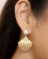 Scallop Shell with Cultivated Pearl Earrings