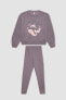 Kız Çocuk Baskılı Uzun Kollu Pijama Takımı C2857A823WN