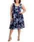 Фото #1 товара Plus Size Printed Ruched-Bodice Sleeveless Dress