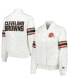 ფოტო #1 პროდუქტის Women's White Cleveland Browns Line Up Satin Full-Snap Varsity Jacket