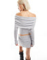 Фото #6 товара ASOS DESIGN fold over off shoulder top co ord in grey