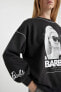 Coool Barbie Oversize Fit Bisiklet Yaka Sırt Baskılı Kalın Sweatshirt B6221ax23wn