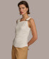 ფოტო #3 პროდუქტის Donna Karan Women's Asymmetrical-Neck Tortoise-Detail Top