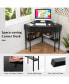 Фото #7 товара Space Saving Corner Computer Desk with 2 Large Drawers and Storage Shelf