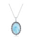 Фото #1 товара Sterling Silver Oval Larimar Filigree Design Oxidized Necklace